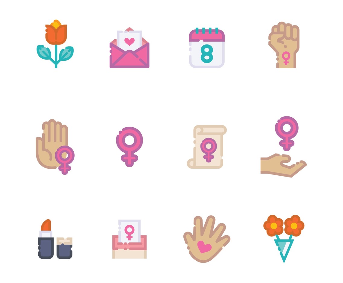 Set of 8 March Womens Day Icon