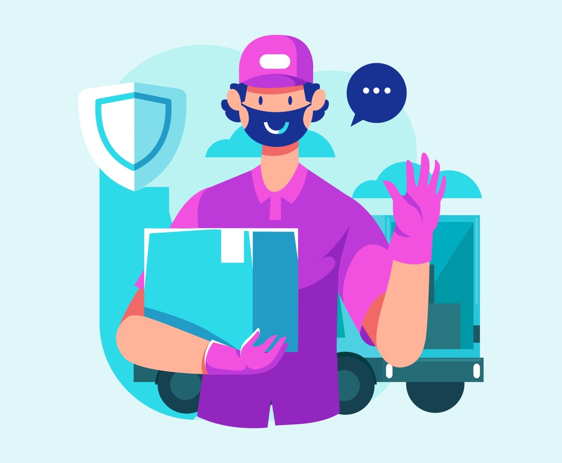 Safe Delivery Man Full Protection Holding Item