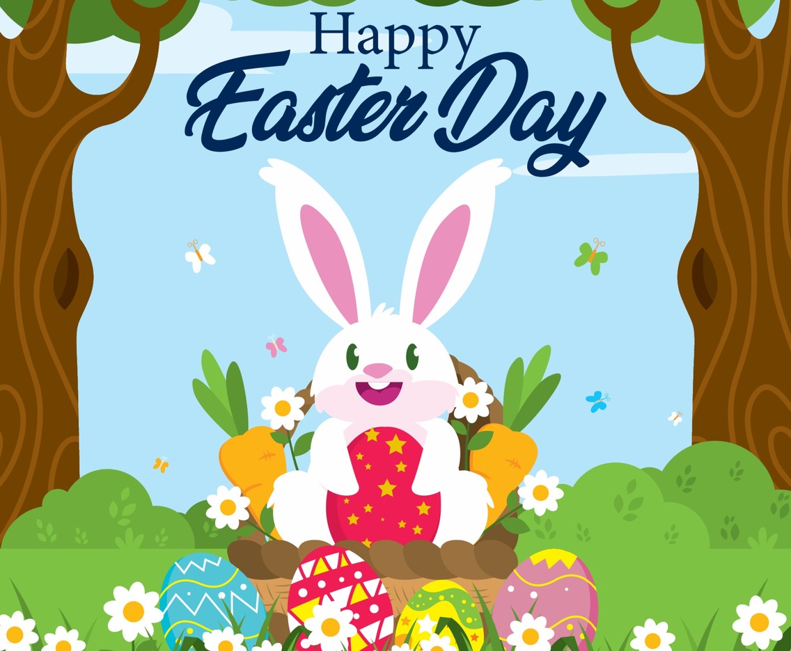 Happy Easter Day with Cute Character