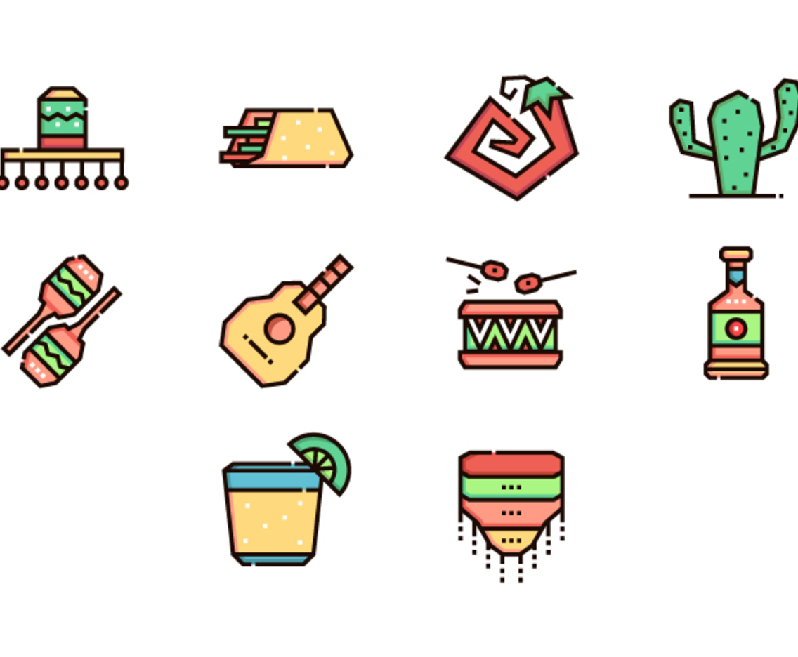 Minimalist Cinco de Mayo Icon Collection