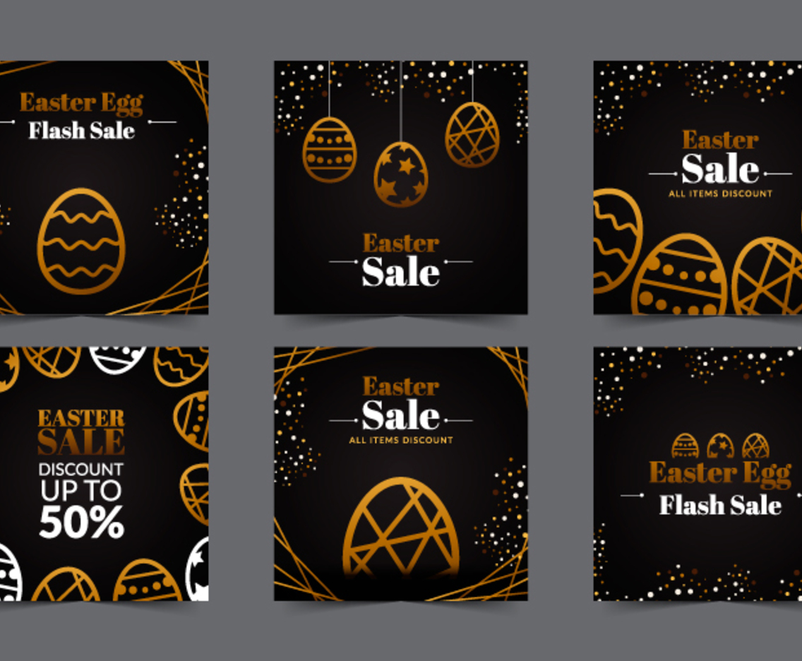 Gold Dark Elegant Easter Egg Social Media Post