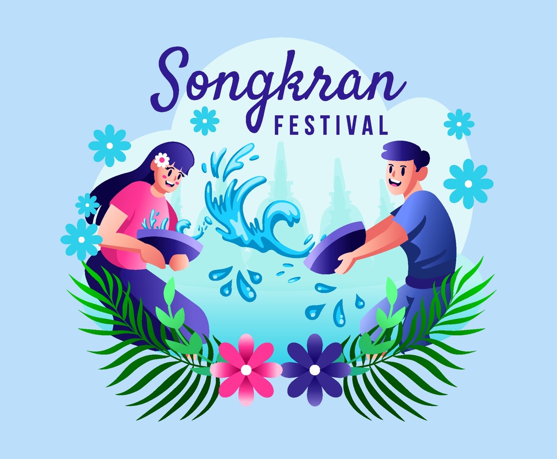 Man and Women Have Fun in Songkran Festival