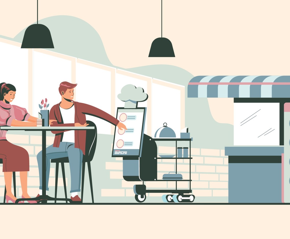 People Ordering Food from Waitress Robot