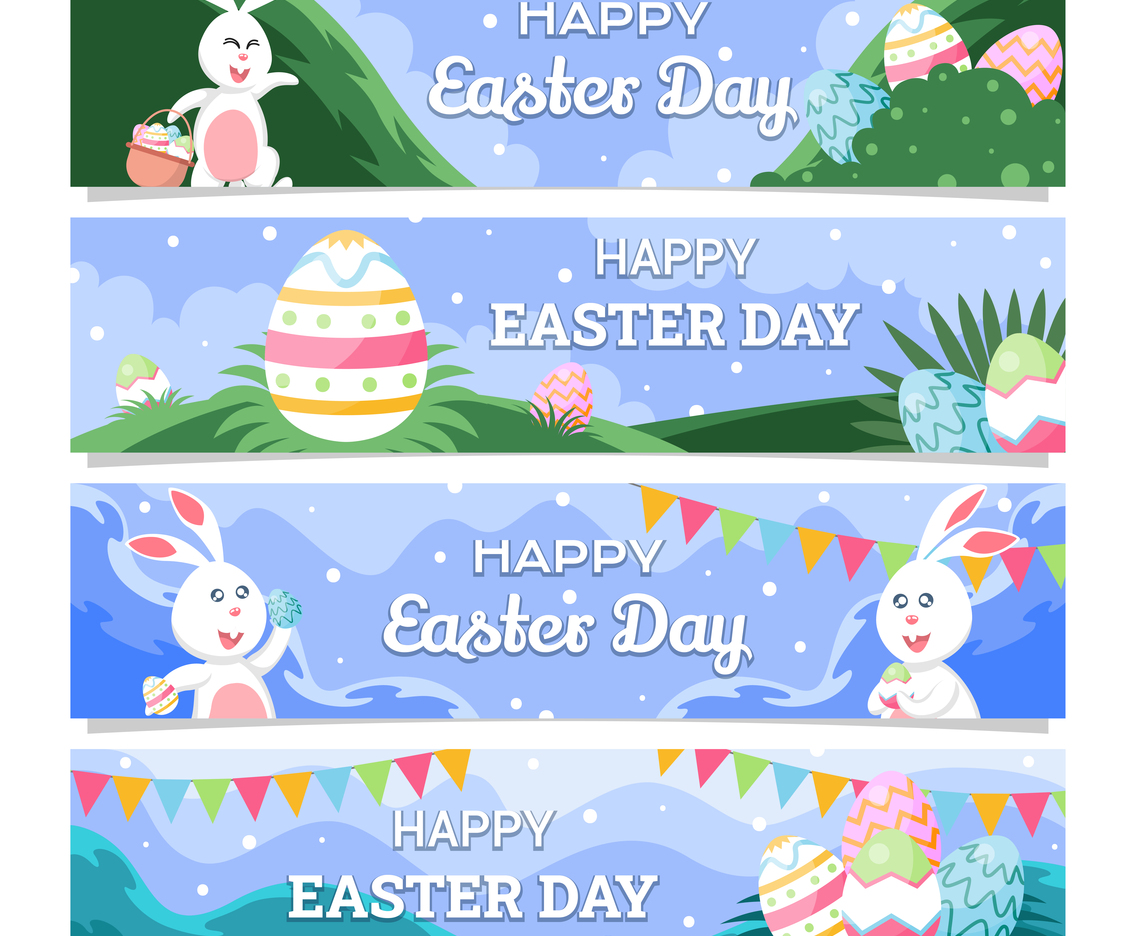Easter Day Festivity Horizontal Banner Design Set