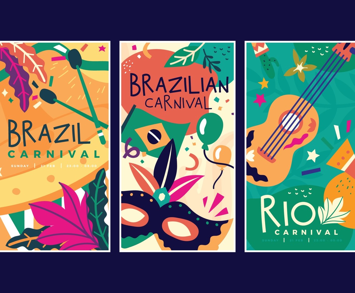Vector Colorful Illustration Banner for Rio Brazil Carnival