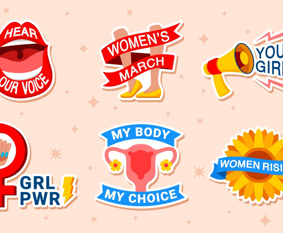 Sticker Set Of Women Rights Movement