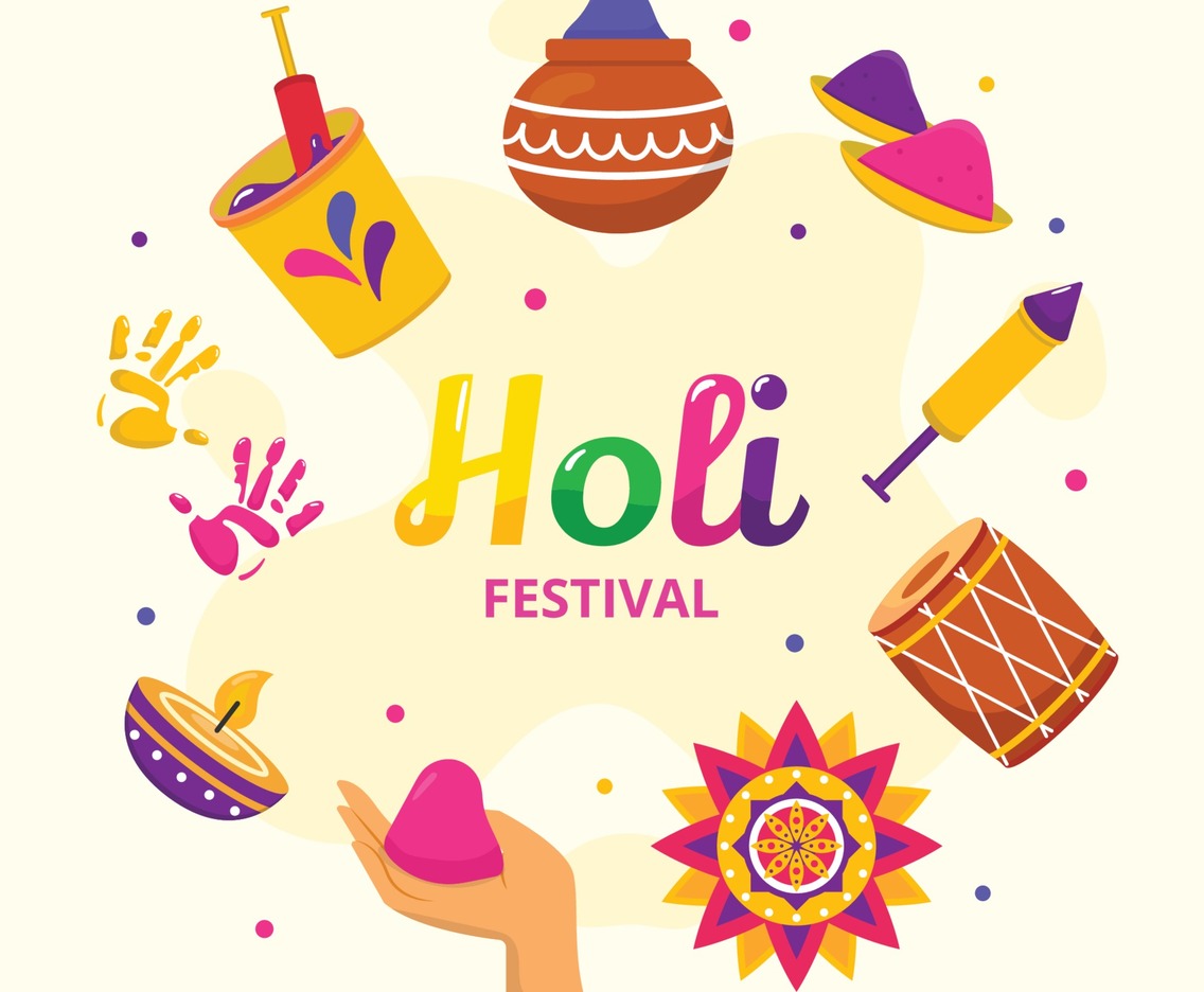 Holi Festival Attribute Icon Set