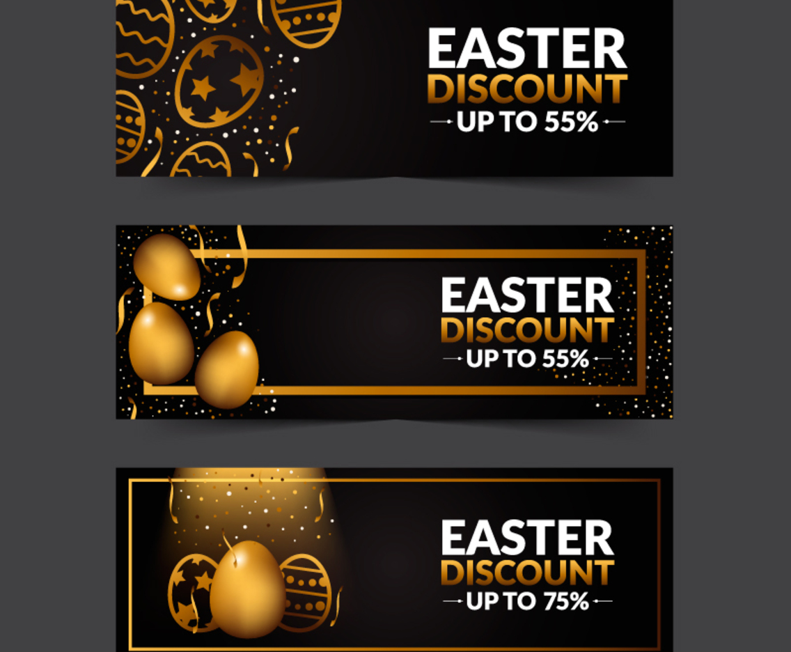 Black and Gold Elegant Easter Egg Banner Sale