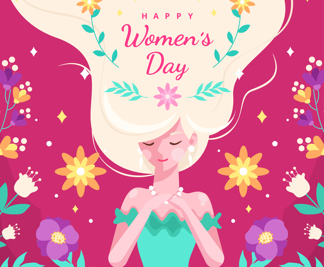 Beautiful Happy Women's Day Flat Design