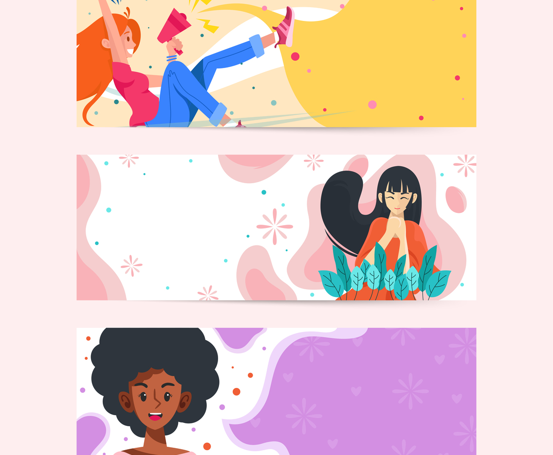 Set of Cute Women's Day Activism Banners