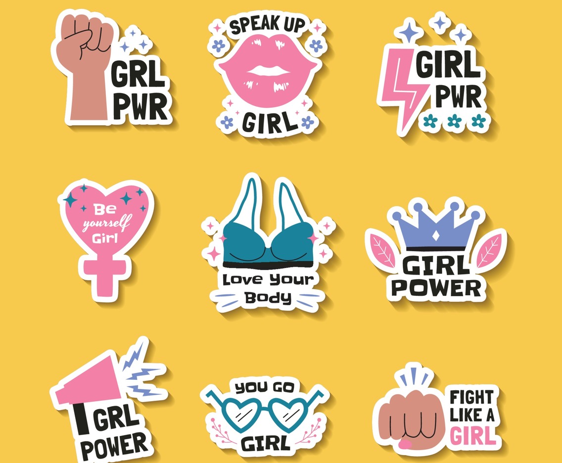 Hand drawn Women's Day Sticker Set