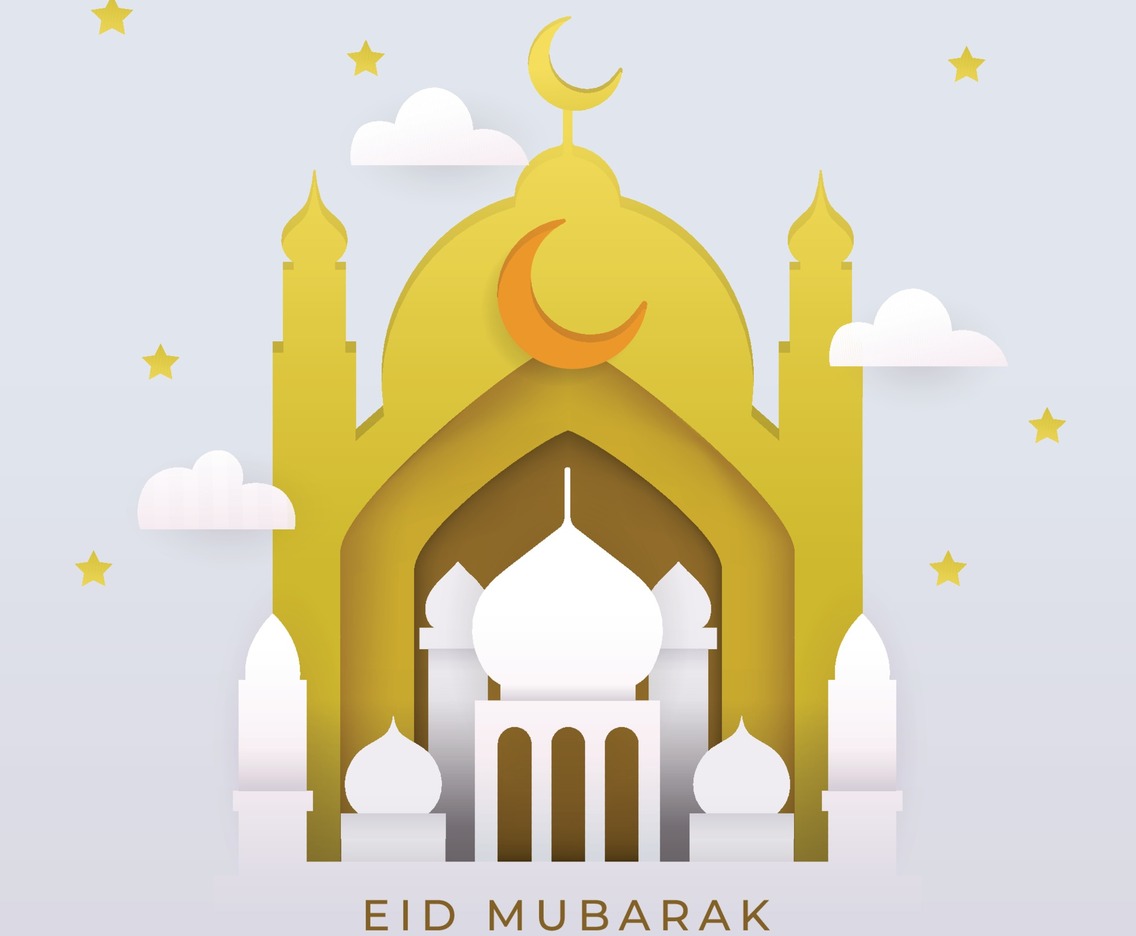 Celebrate Eid Mubarak With Mosque And Moon