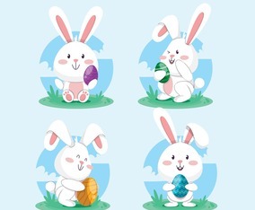 Happy Bunny Character With Egg Easter