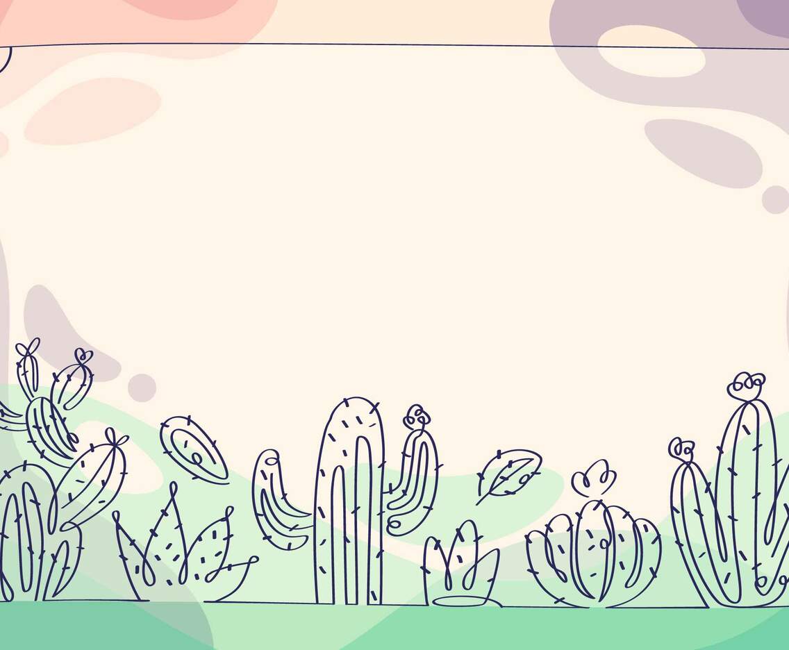 One line art cactus background