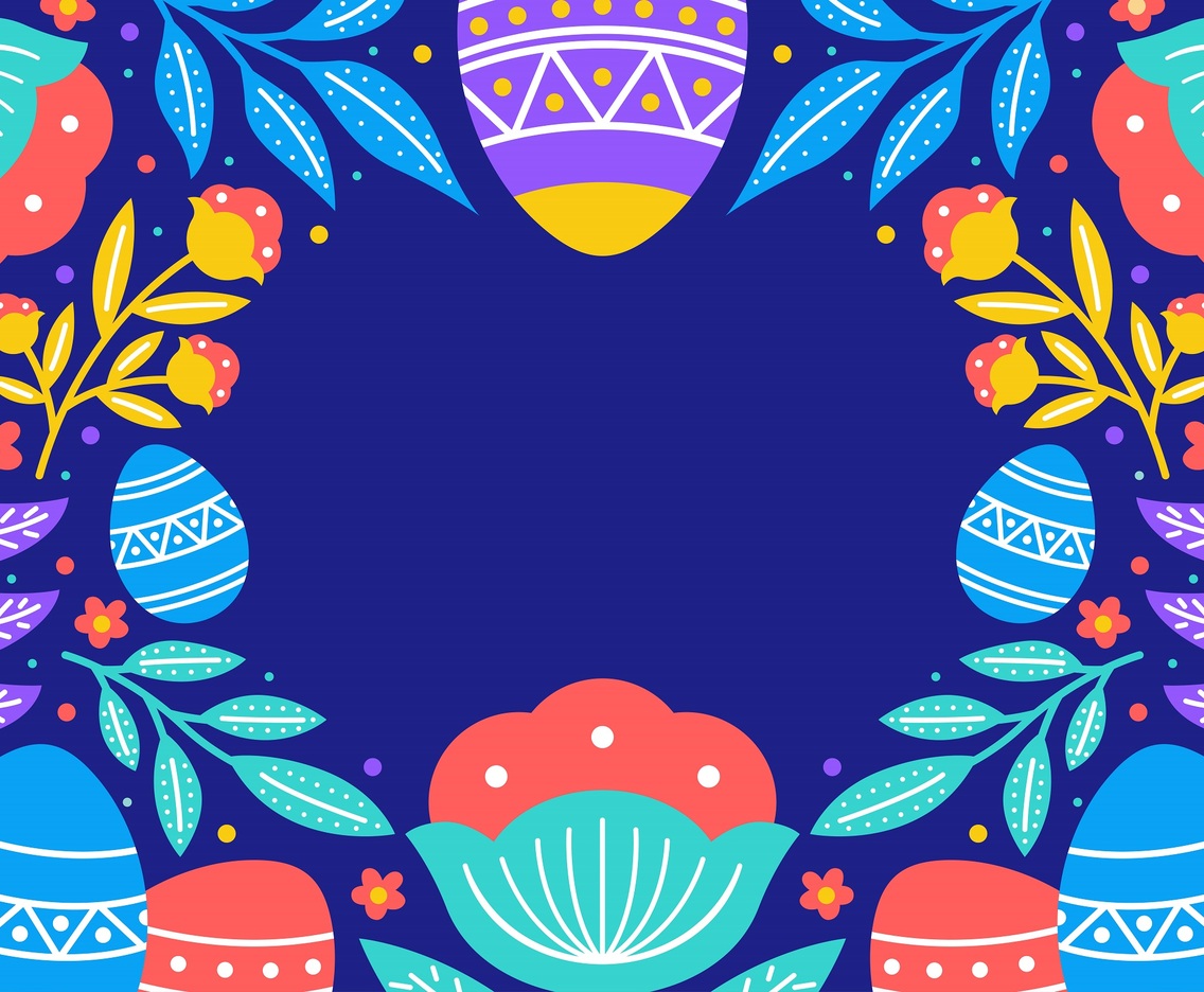 Easter Background in Colorful Flower and Foliage