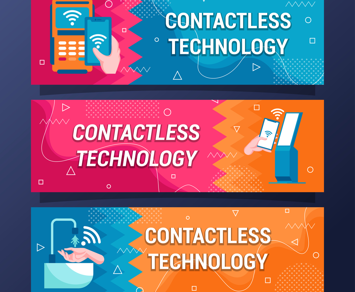 Contactless Technology Flat Banner Design Set