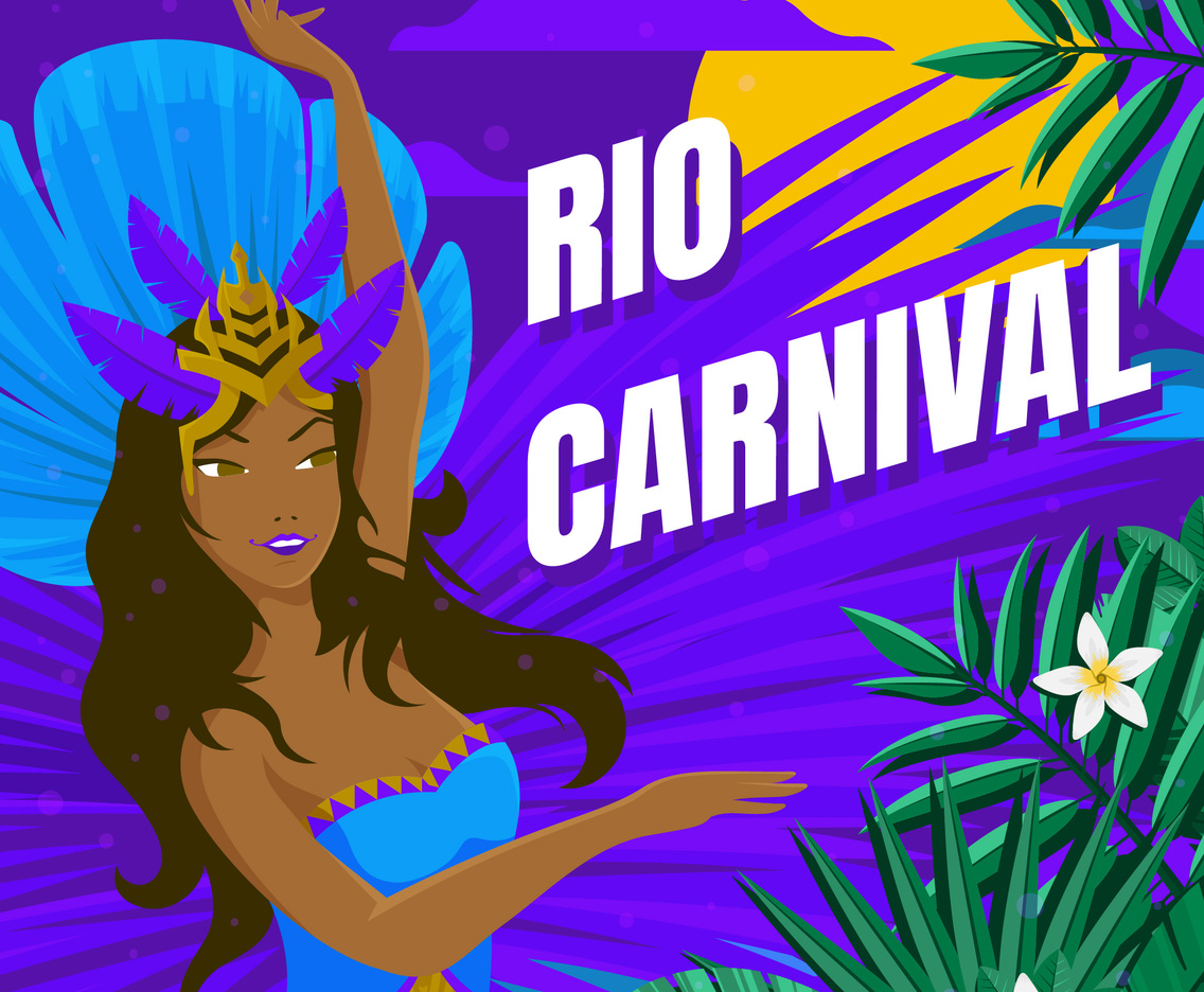 Rio Festival Dancer with Purple Background