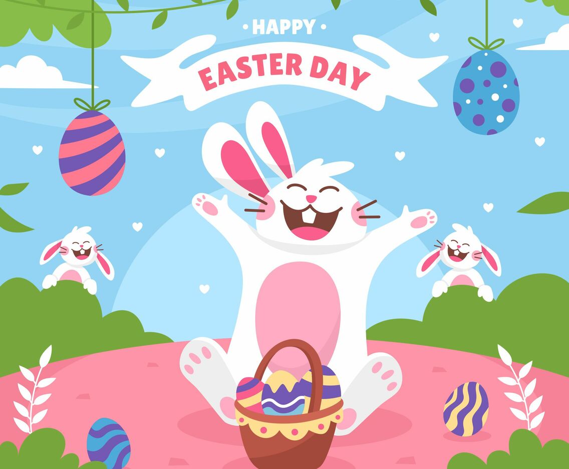 Cute Easter Bunny with Eggs