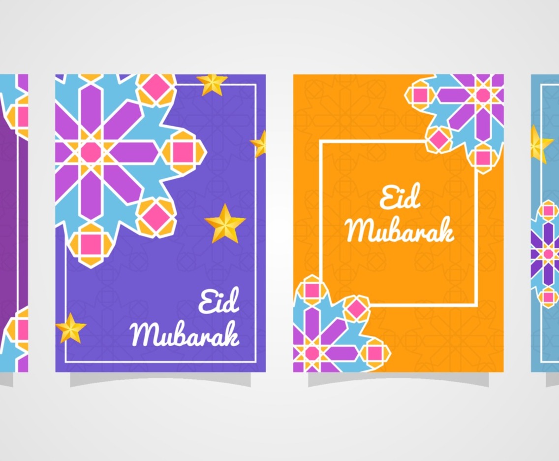 Colorful Eid Mubarak Season Greetings Card Collection