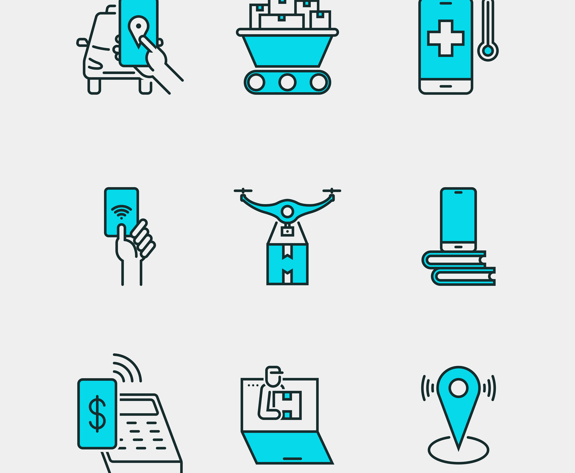 Contactless Technology Flat Line Color