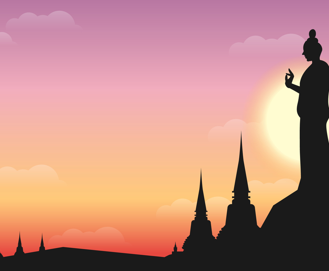 Statue of Budha Against Sunset