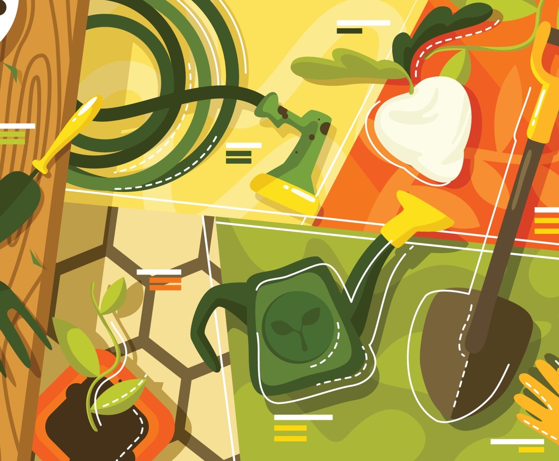 Eco Gardening Tools and Some Plants Concept