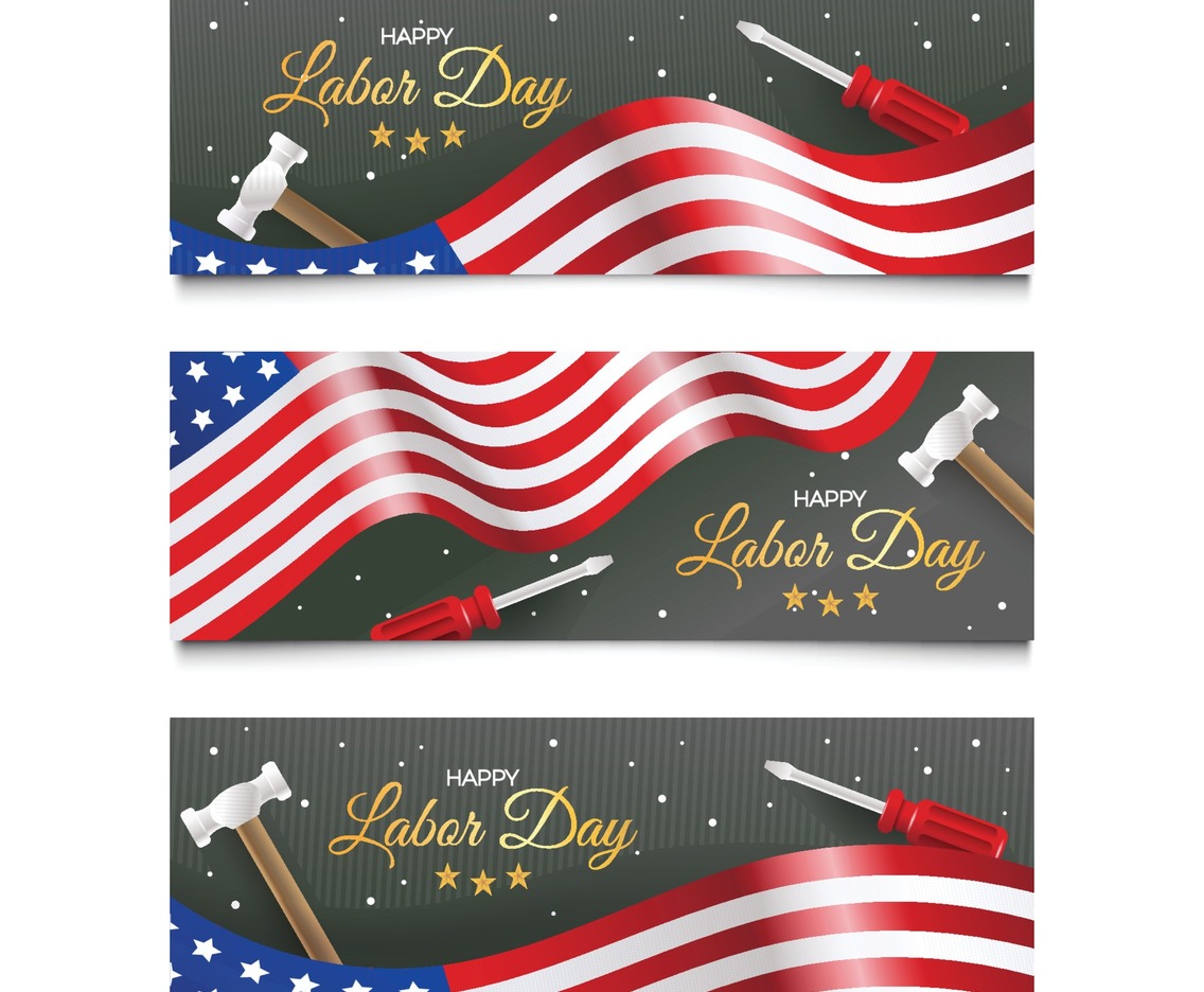 Set of Celebrate Labor Day USA Banner
