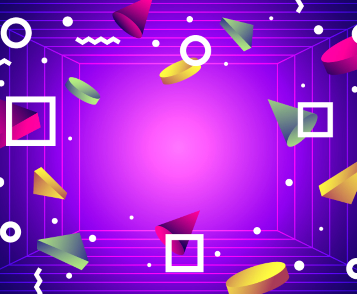 Geometric Abstract Retro Futurism Colorful Background