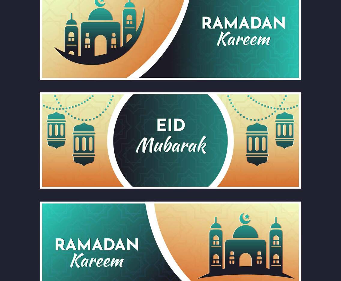 Eid mubarak banner with islamic icon