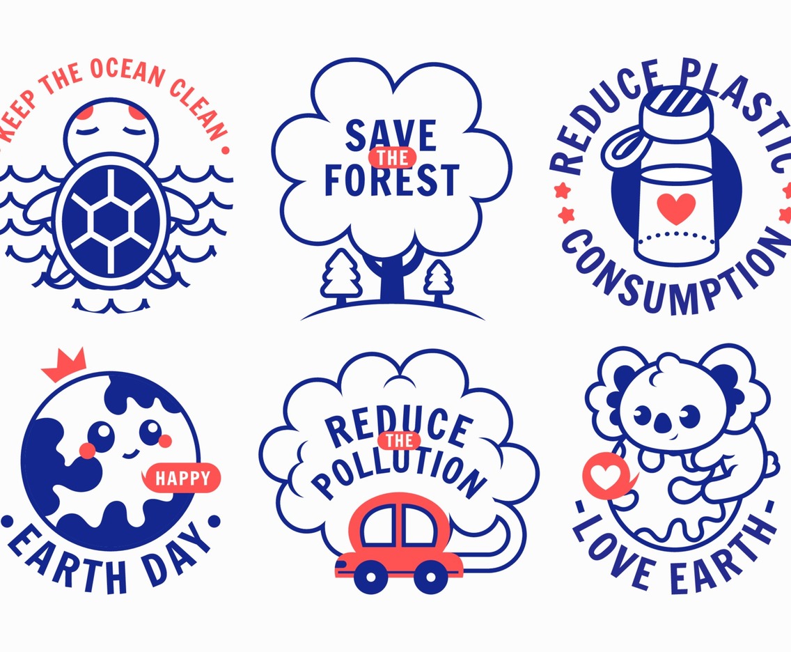 Earth Day Sticker Pack in Retro Style