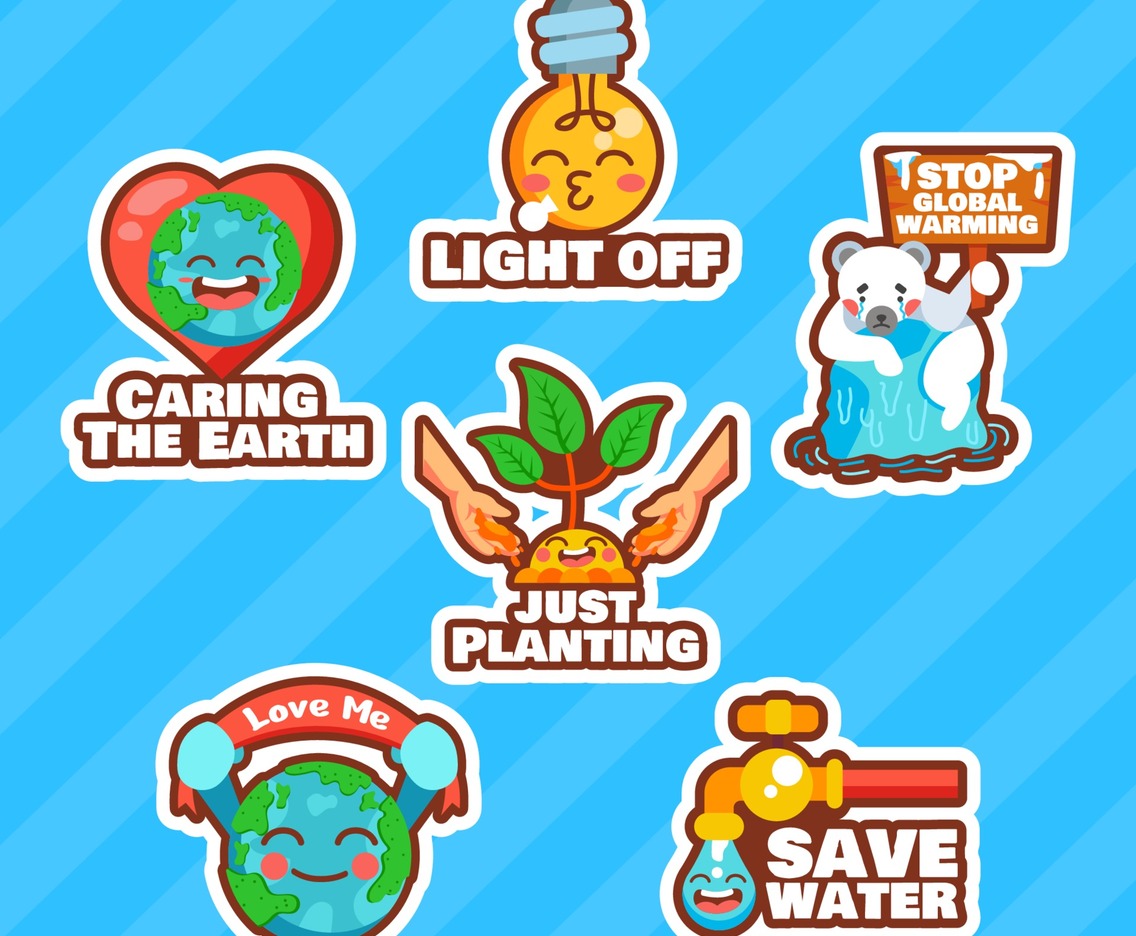 Cute Character of Care for Earth
