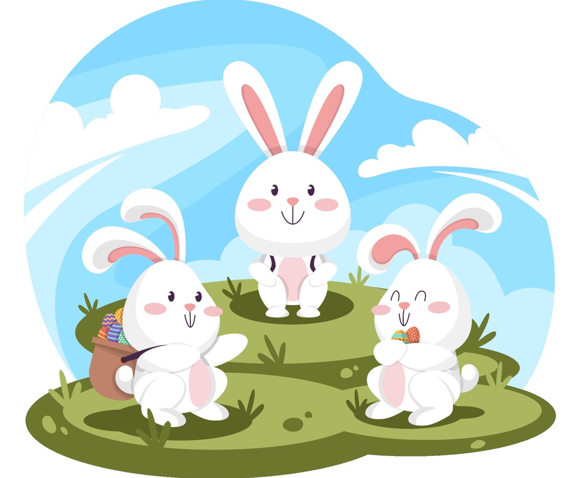 Easter Rabbit on Hill Background