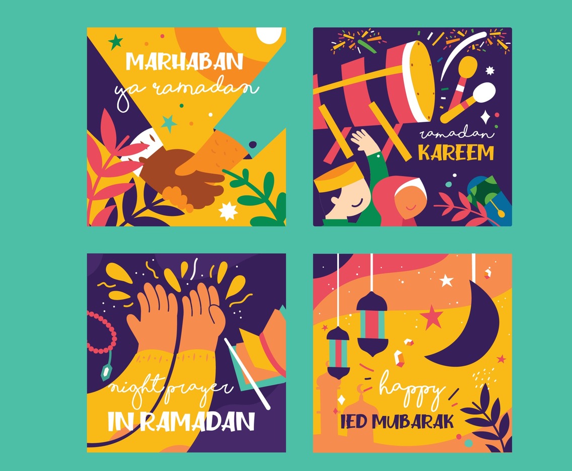 Marhaban ya Ramadan Eid Celebration Social Media Post and Card