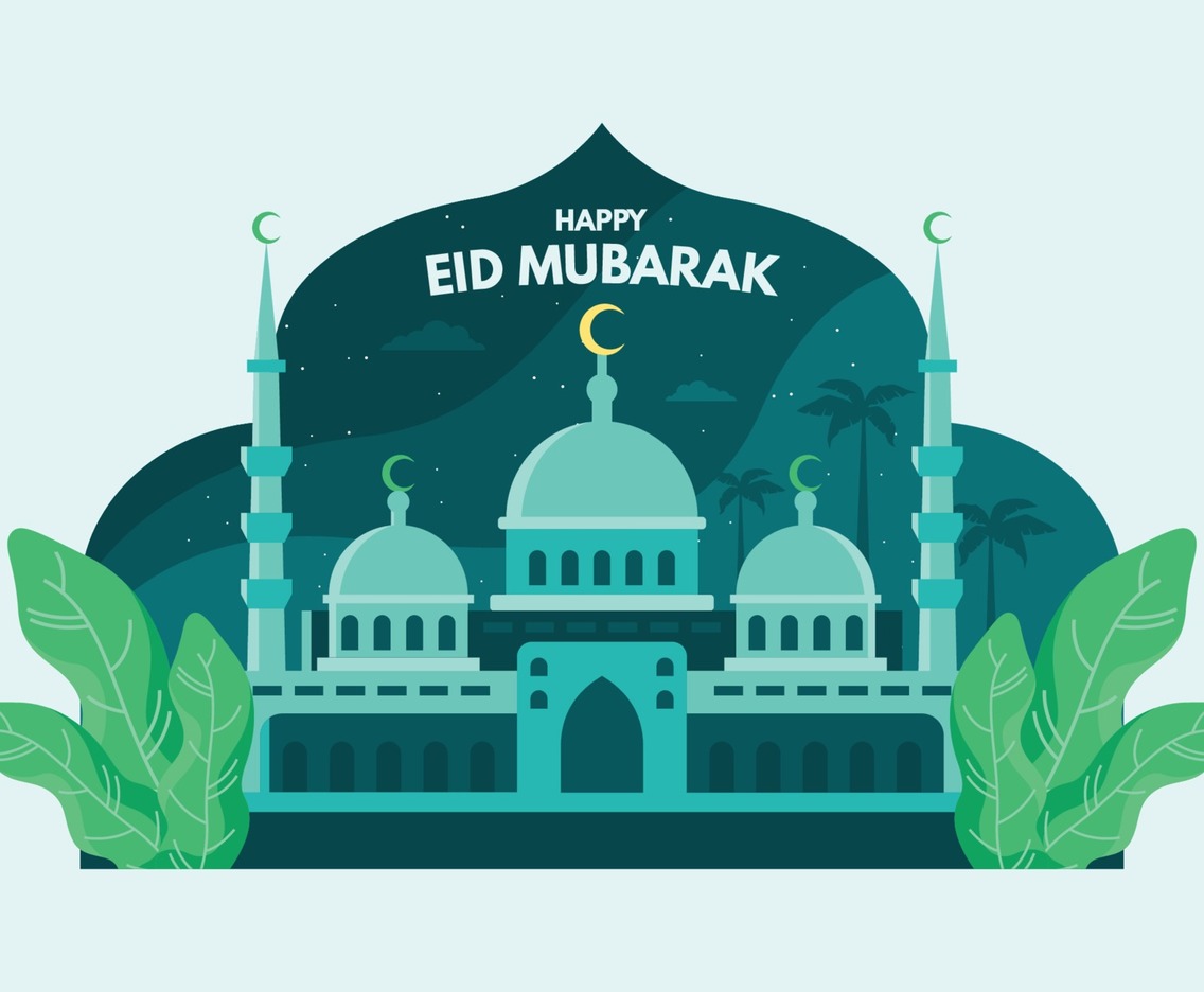 Eid Mubarak Design with Beautiful Mosque