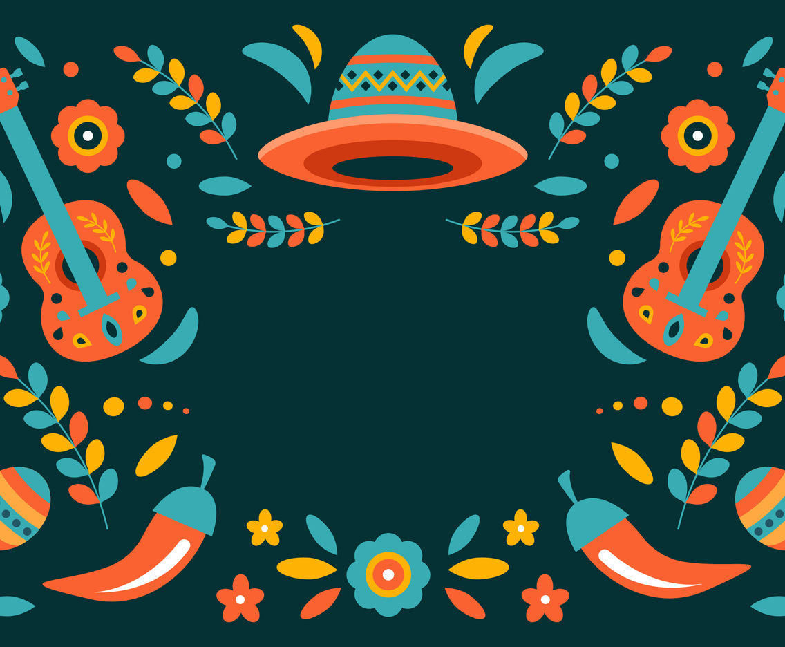 Colorful CInco De Mayo in Dark Background