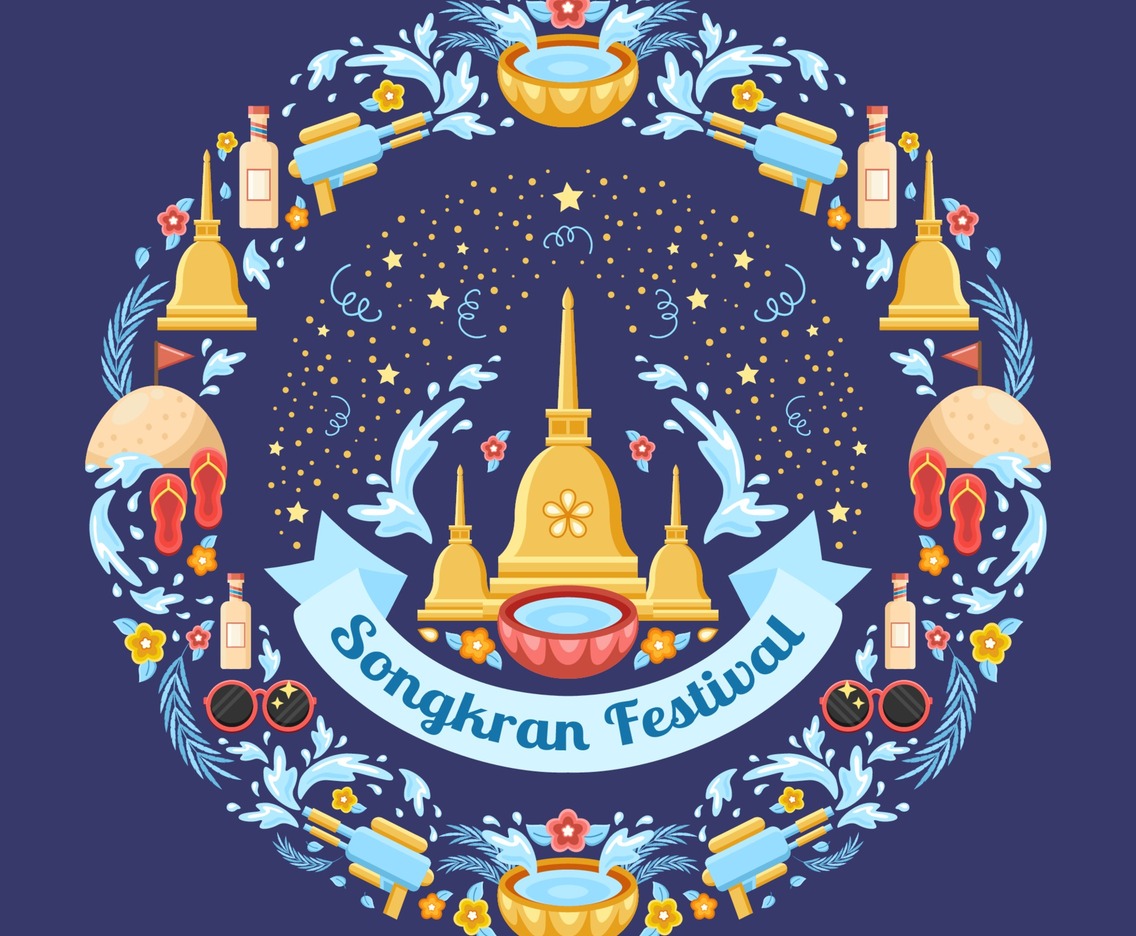Colourful Songkran Festival Concept Composition
