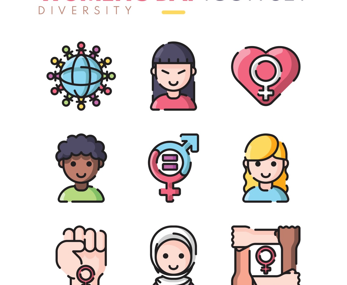 Happy Women's Day Icon Set