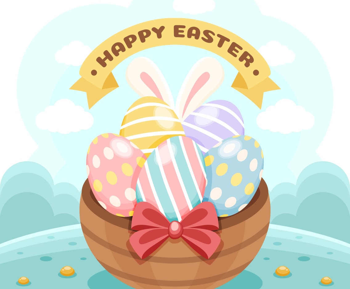 Colourful Easter Eggs in The Basket