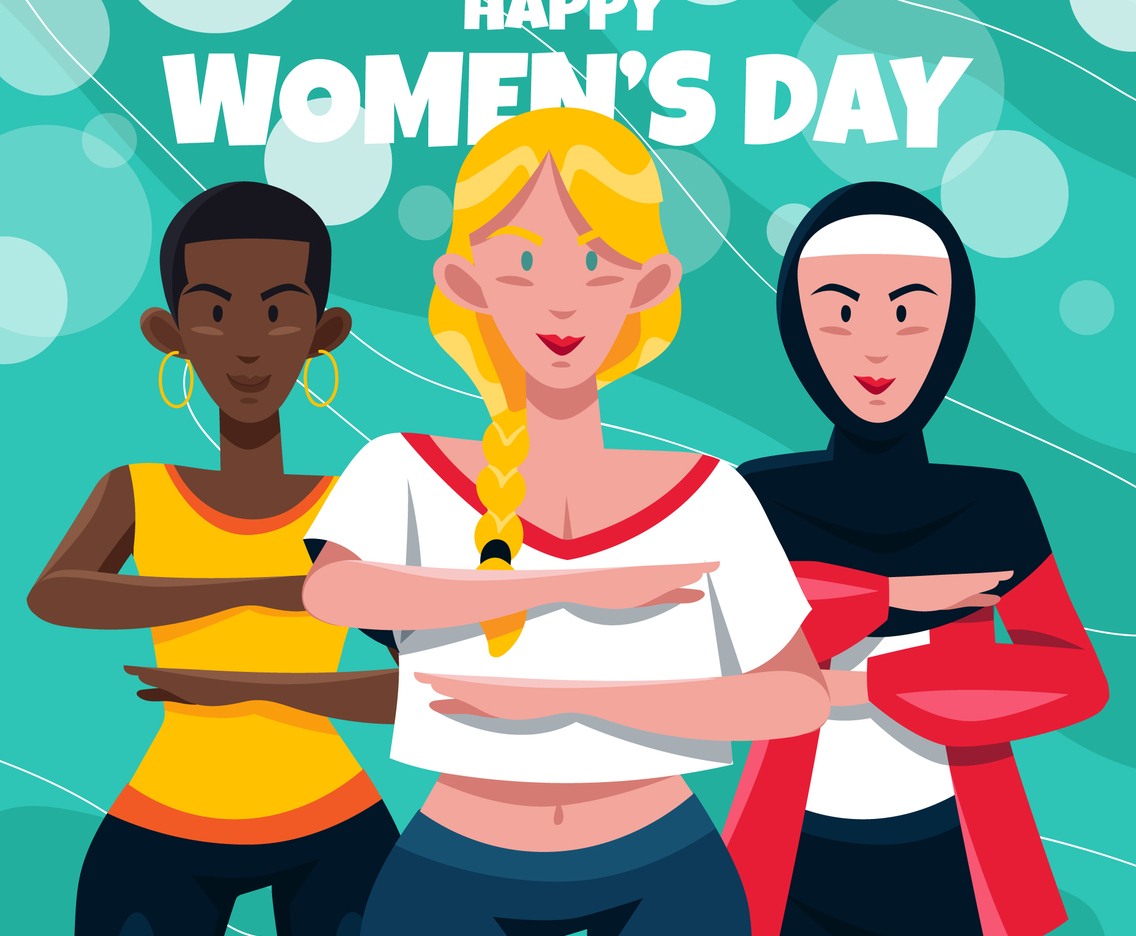 Group of Women Making Equality Arm Gesture