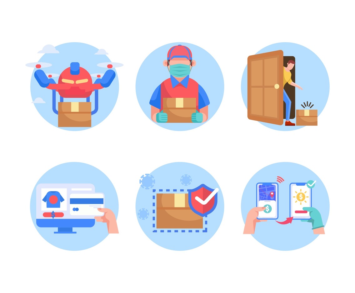 Set of Untact Delivery Service Icons