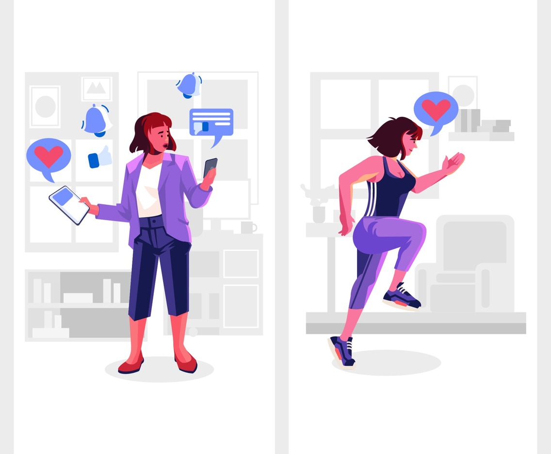 Woman in Fomo Vs Jomo Illustration