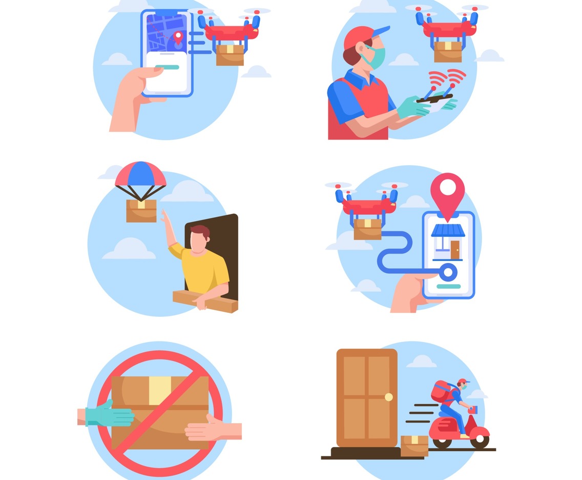 Set of Untact Delivery Service Icons