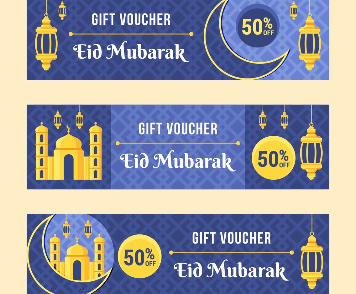 Blue Eid Mubarak Gift Voucher Collection