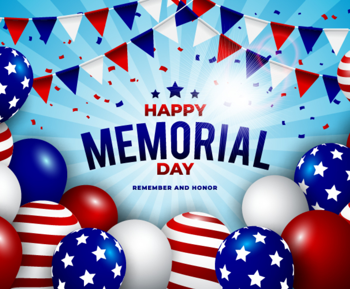 Happy Memorial Day with Balloon and Flag