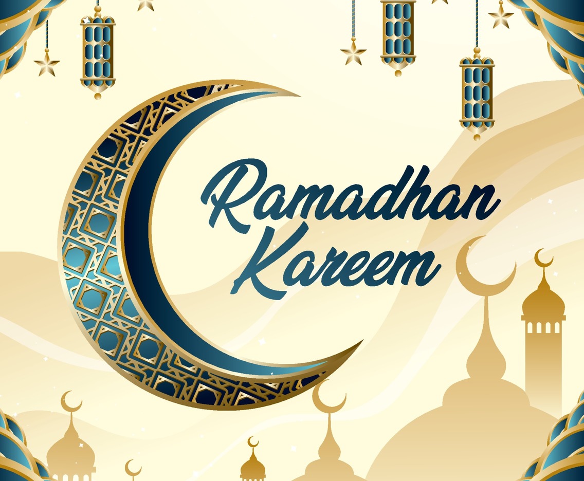 Ramadan Kareem with Moon and Lantern Concept