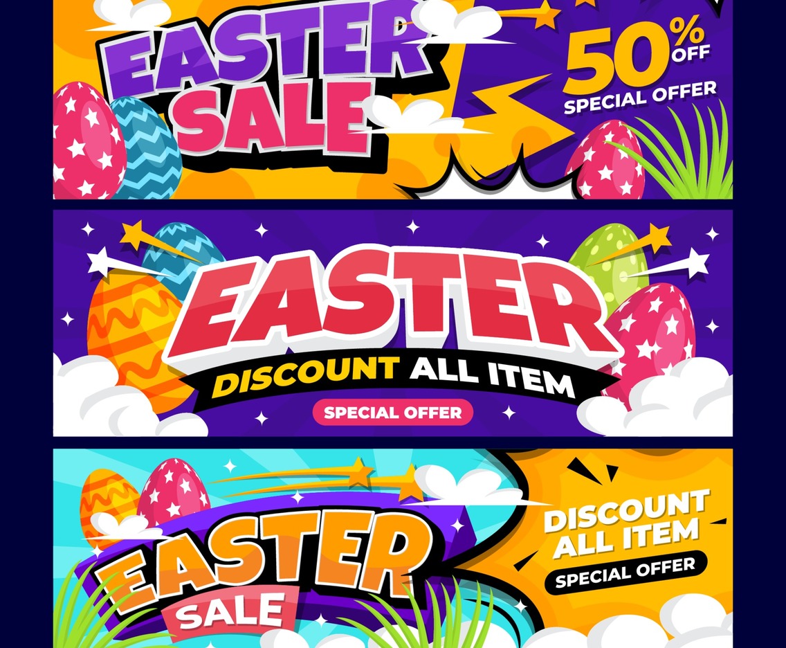 Easter Sale Banner with Colorful Background