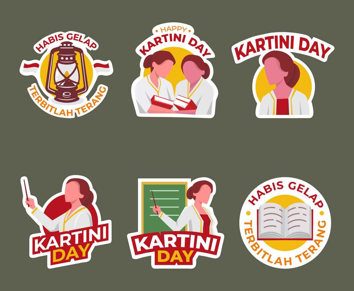 Set of Greeting Kartini Day Sticker