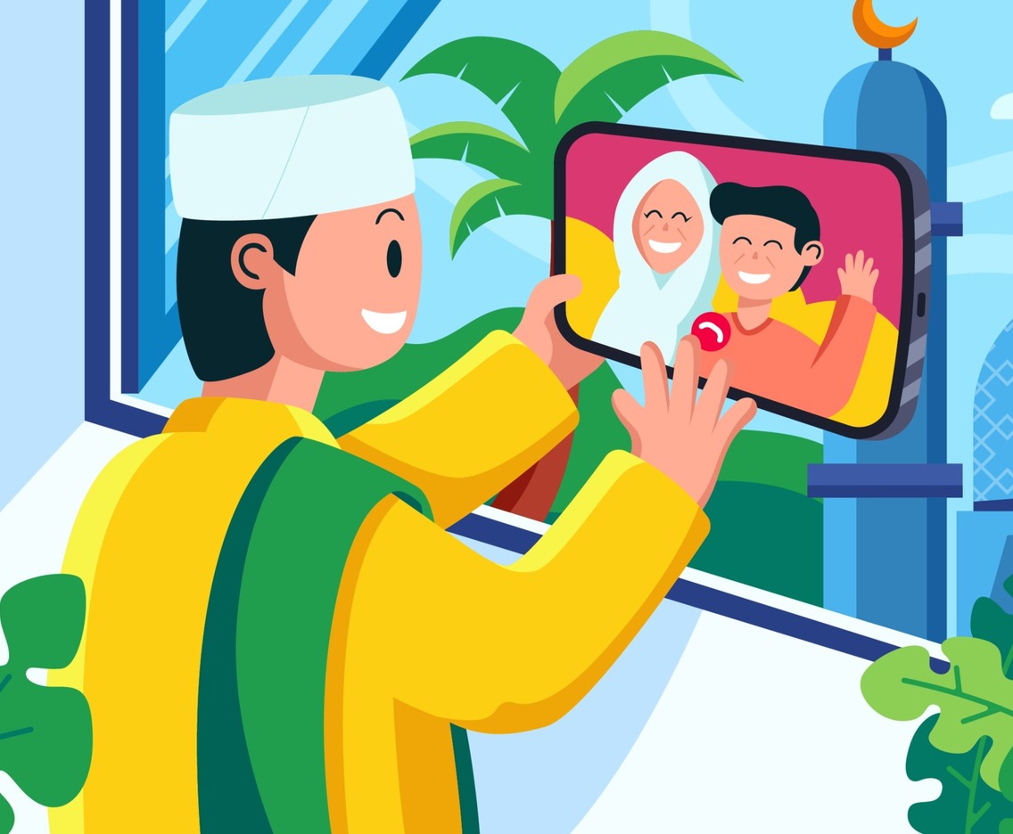 Online Meeting Eid Mubarak Celebration with Family