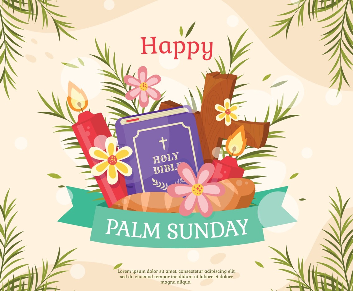 Happy Palm Sunday with Hand Drawn Style
