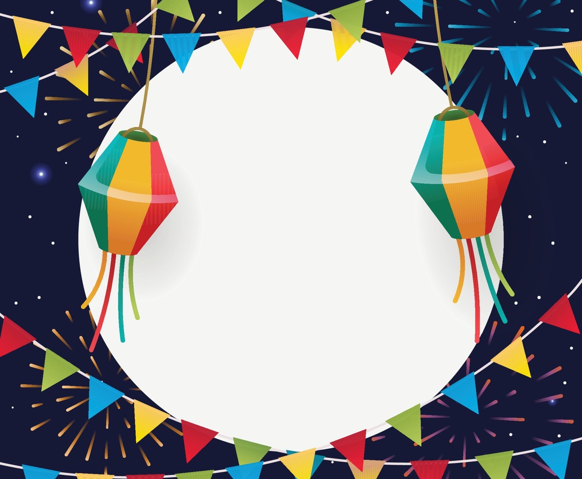 Festa Junina Background with Flag and Lantern